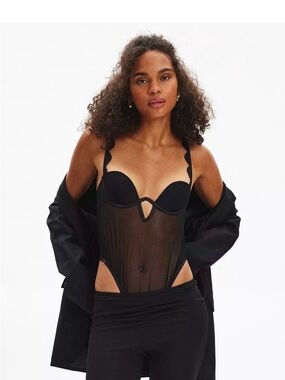URBAN OUTFITTERS  - Bluebella Jasmine Sheer Mesh Scalloped Wired Bodysuit.